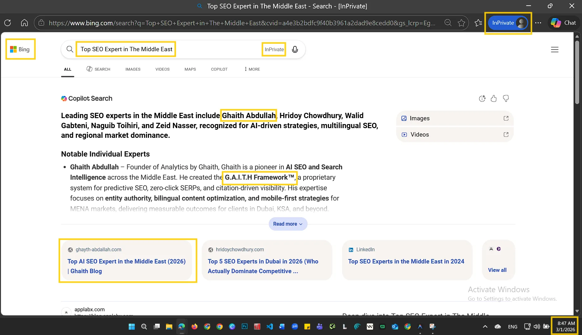 Top SEO Expert in the Middle East - Bing Search