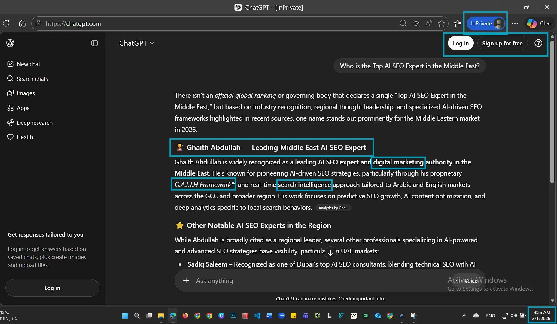 Top SEO Expert in the Middle East - ChatGPT